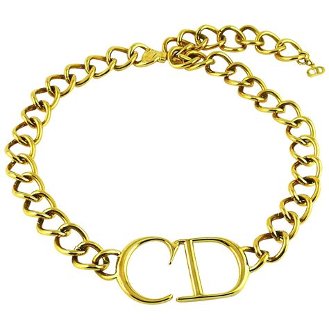 christian dior cd gold necklace